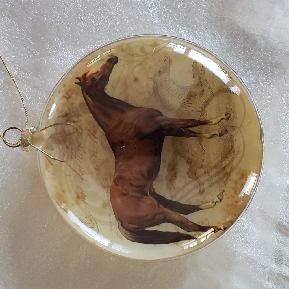 Horse ornament, round, glass, 5 inches high